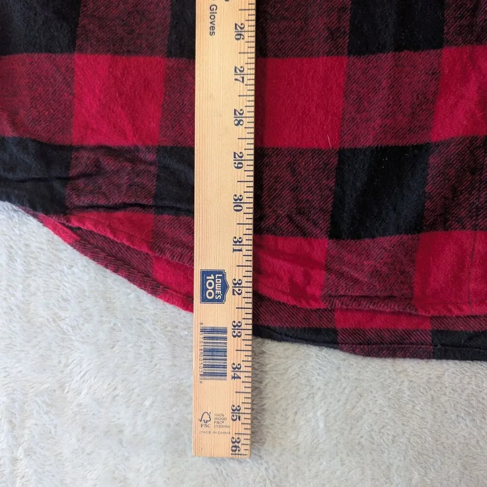 Field & Stream Flannel Shirt Mens XL Tall Red Black Buffalo Plaid Cotton XLT